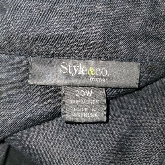 Style & Co. Women's plus size Black Linen button down shirt size 20w - Picture 4 of 4